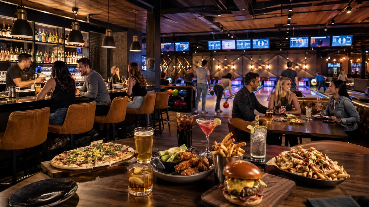 A high-volume entertainment venue with food and beverage service, where Rally Eats runs concessions and on-site ordering.
